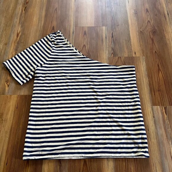 J. Crew Tops - J.CREW‎ XXL FormKnit One-Shoulder Top Striped Elbow Sleeve Stretch Modal Knit